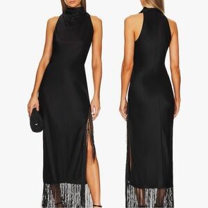 Parker Women’s Fringe-Trim Sleeveless Maxi Dress NWT MSRP $220 Size 0 Rich Black